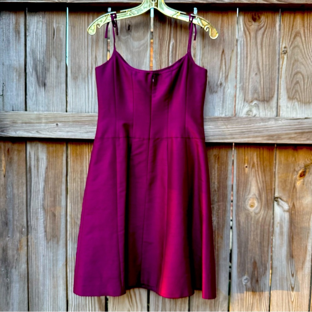 100% Silk Mauve mini cocktail dress with tie straps
